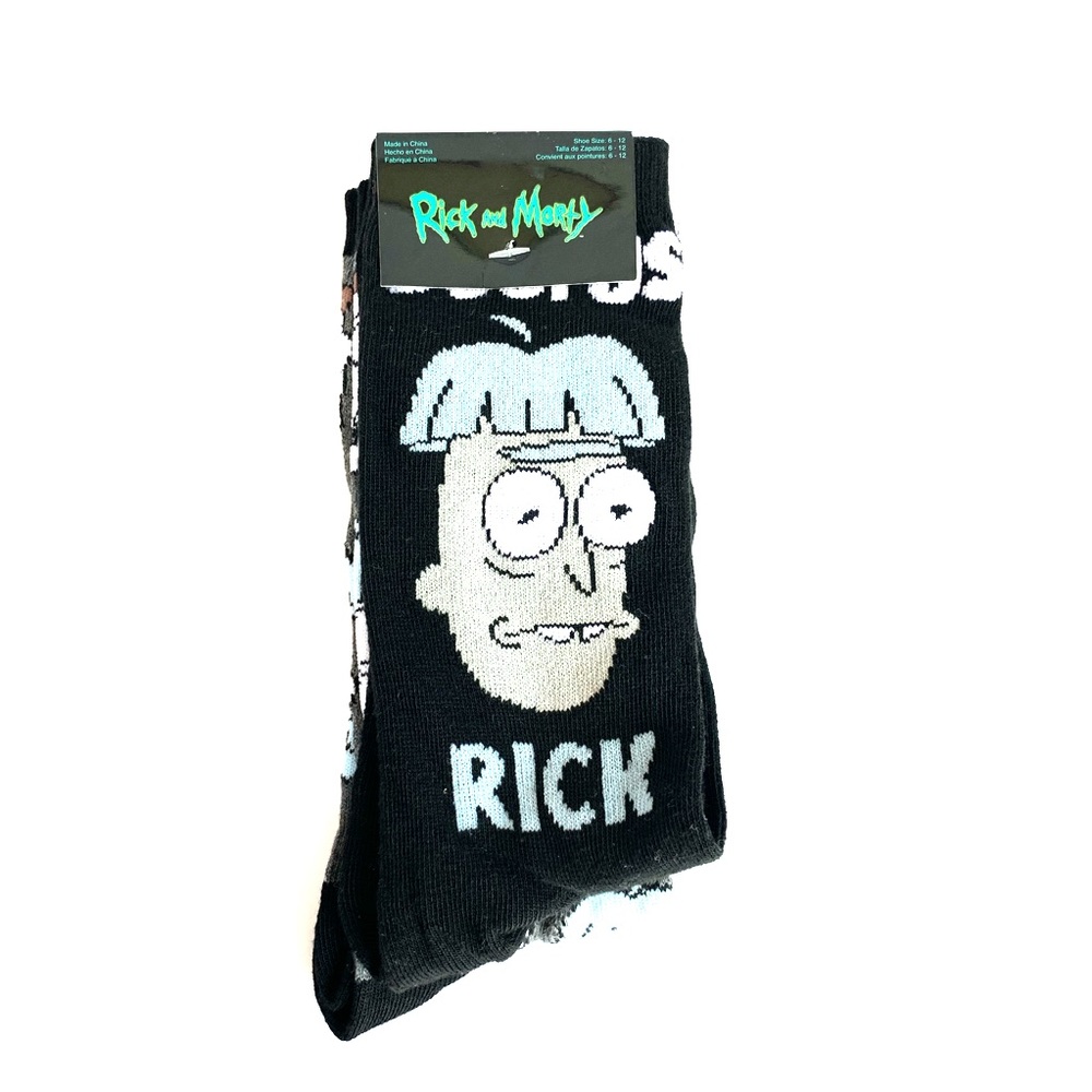 Rick and Morty Black & Gray Novelty Crew Socks 2pk